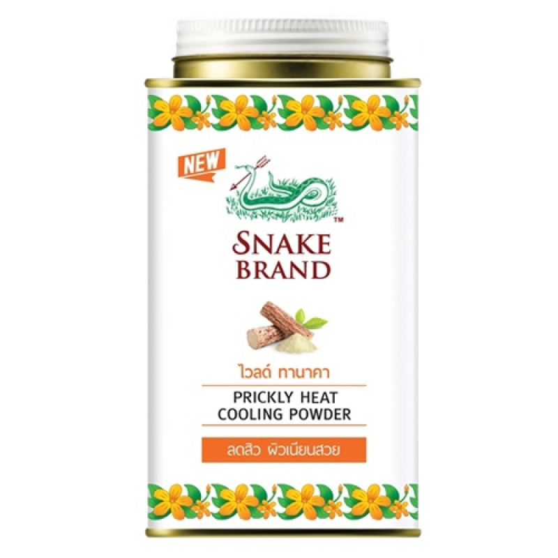 "SNAKE BRAND" Prickly Heat Cooling Powder WILD THANAKA (140 grams) - แป้งตรางู