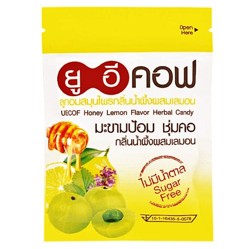"UECOF" Indian Gooseberry Herbal Candy Honey Lemon Flavor Sugar-Free (5.4 g.)