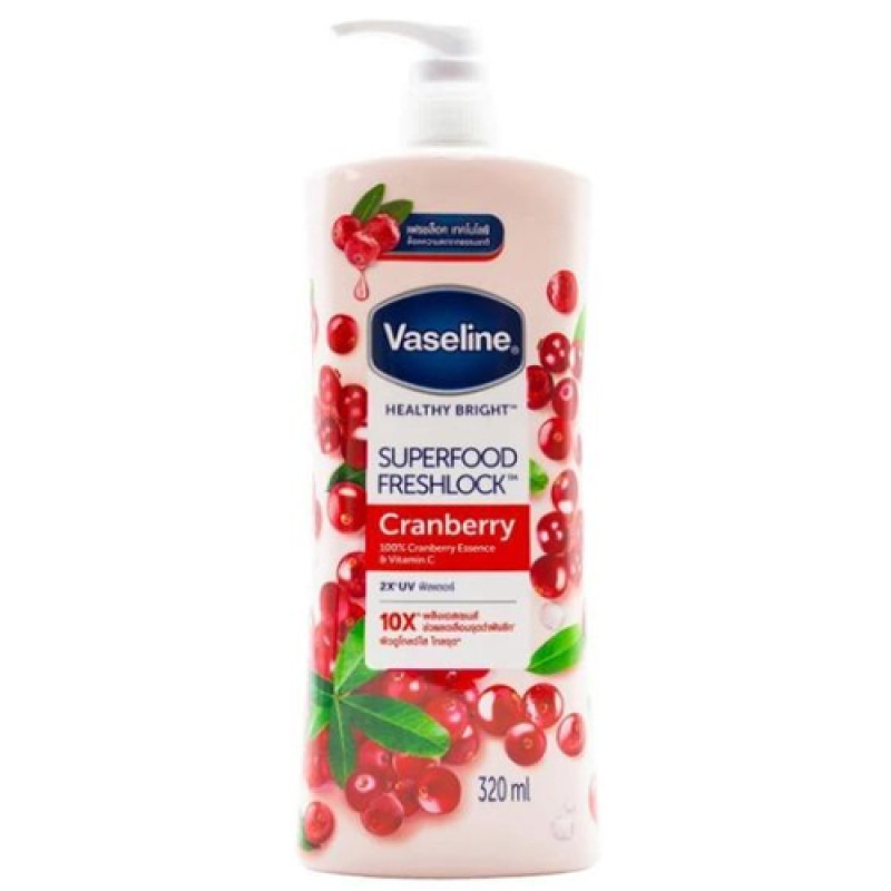 "VASELINE" Body Lotion Superfood Freshlock CRANBERRY (320ml) - วาสลีน