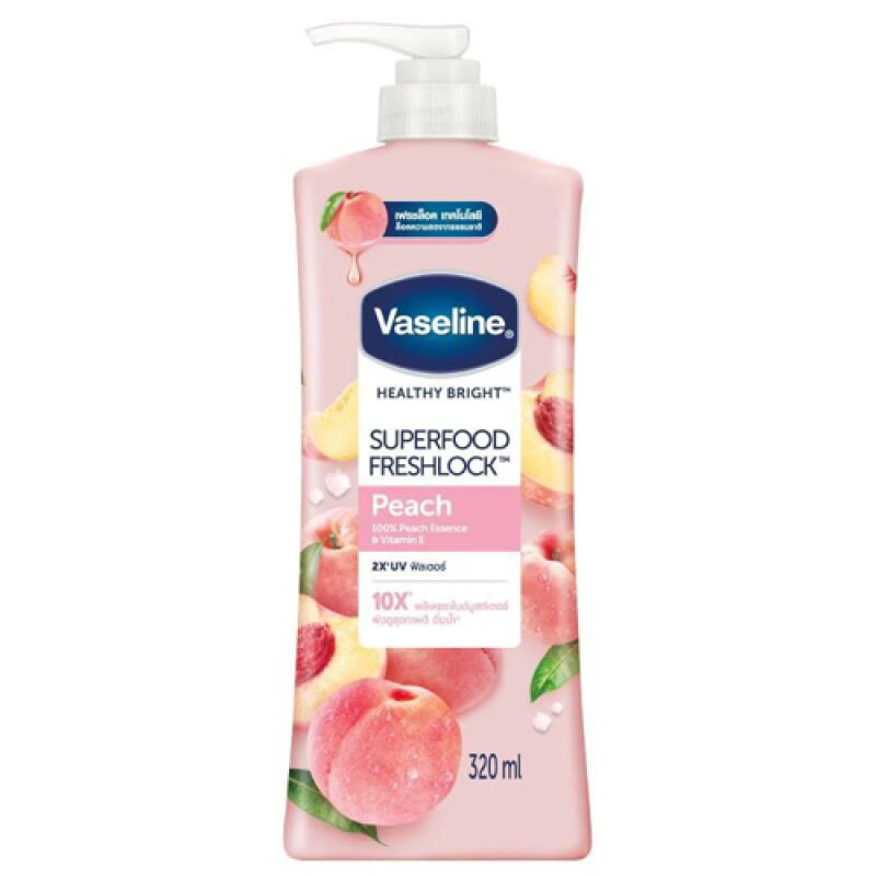 "VASELINE" Body Lotion Superfood Freshlock PEACH (320ml) - วาสลีน