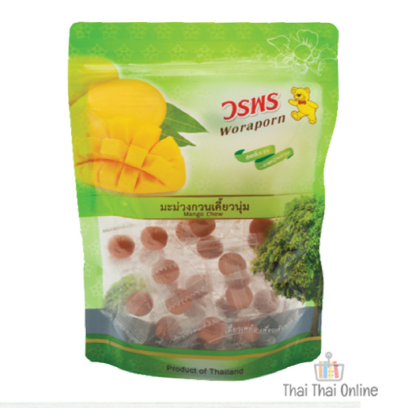 "WORAPORN" Mango Chew (100 grams) - "วรพร" มะม่วงกวนเคี้ยวนุ่ม