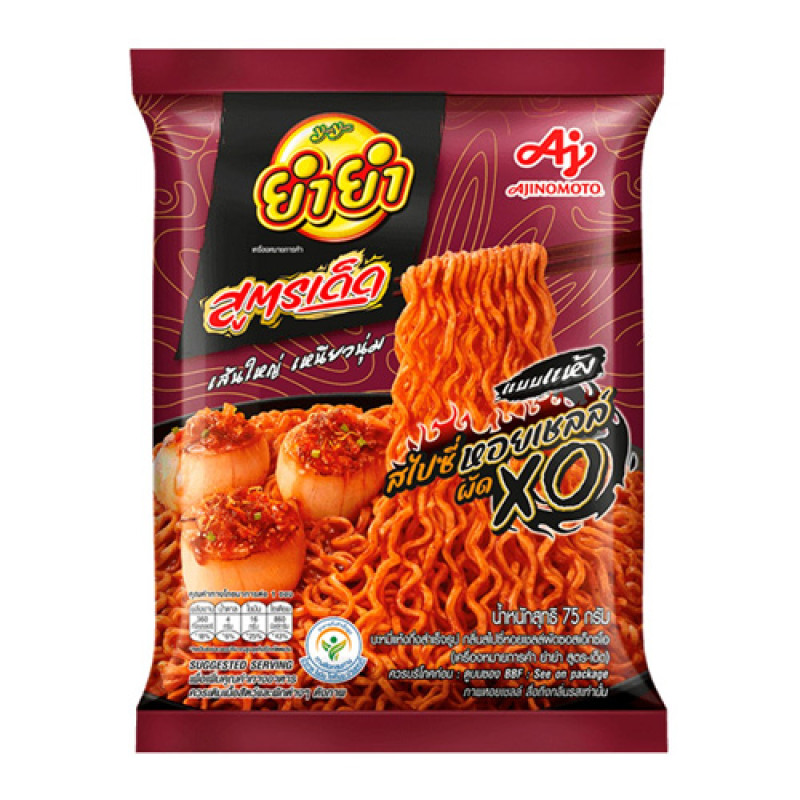 "YUM YUM" Sood-Ded Instant Noodles Stir-Fry Spicy Scallop in XO Sauce Flavor  (75 grams) - "ยำยำ" รสสไปซี่หอยเชลล์ผัด