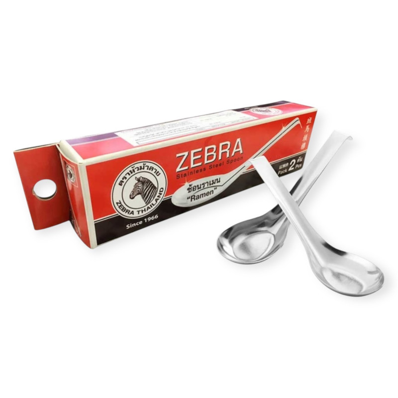 "ZEBRA" Stainless Steel Ramen Spoon ( 1 box 2 pcs) - ม้าลาย ช้อนราเมน